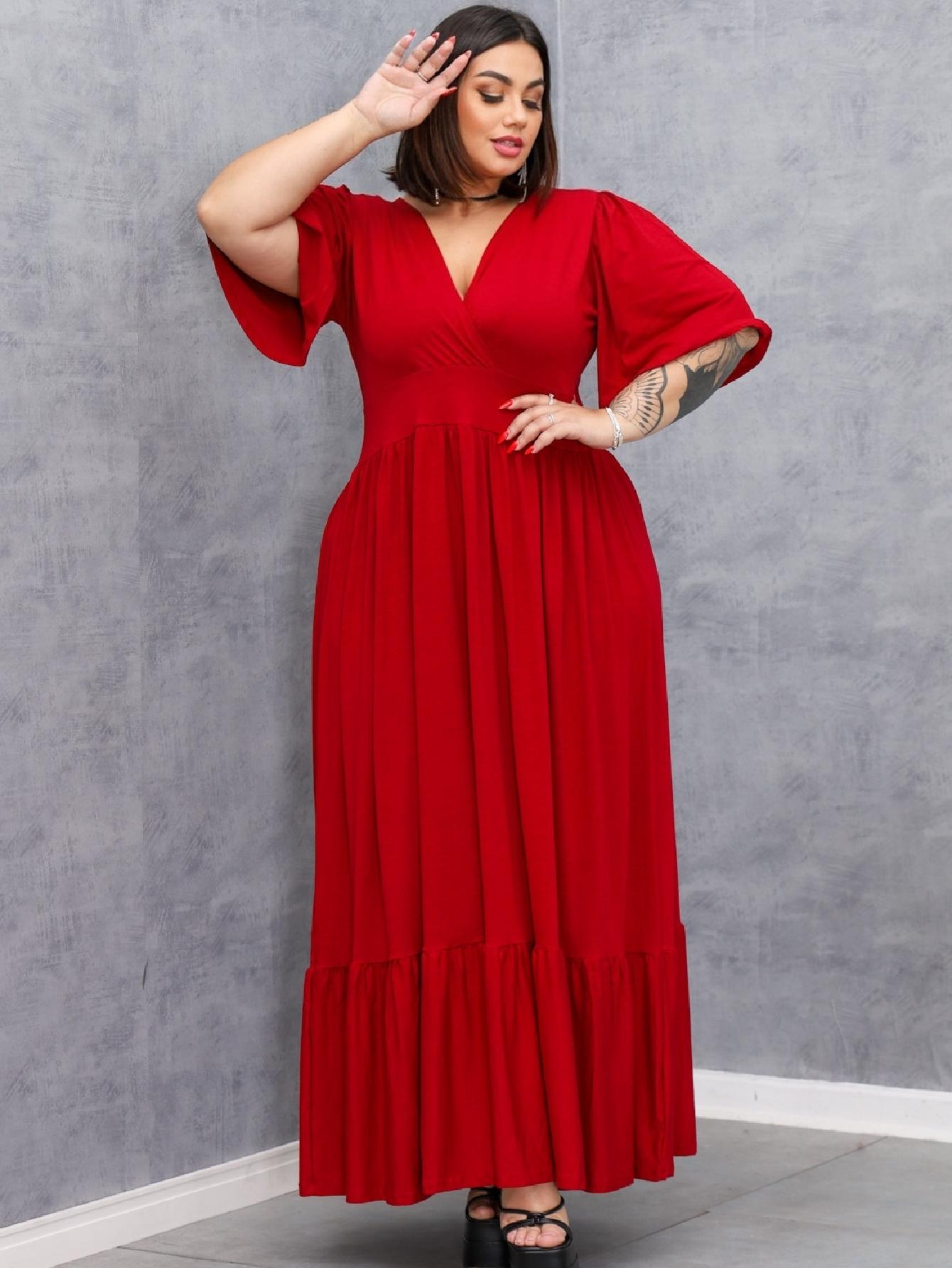 Vestido Longo Rodado Plus Size Saia Camada