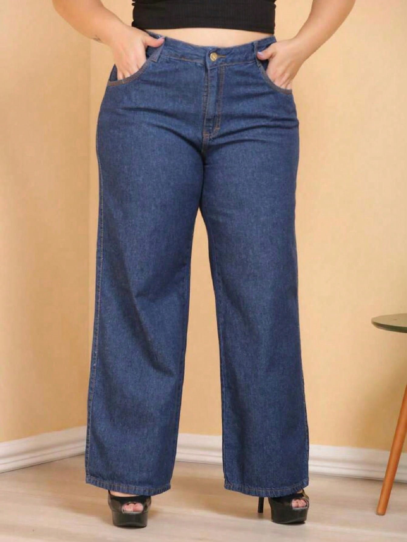 Calça Jeans Escura Cintura Alta