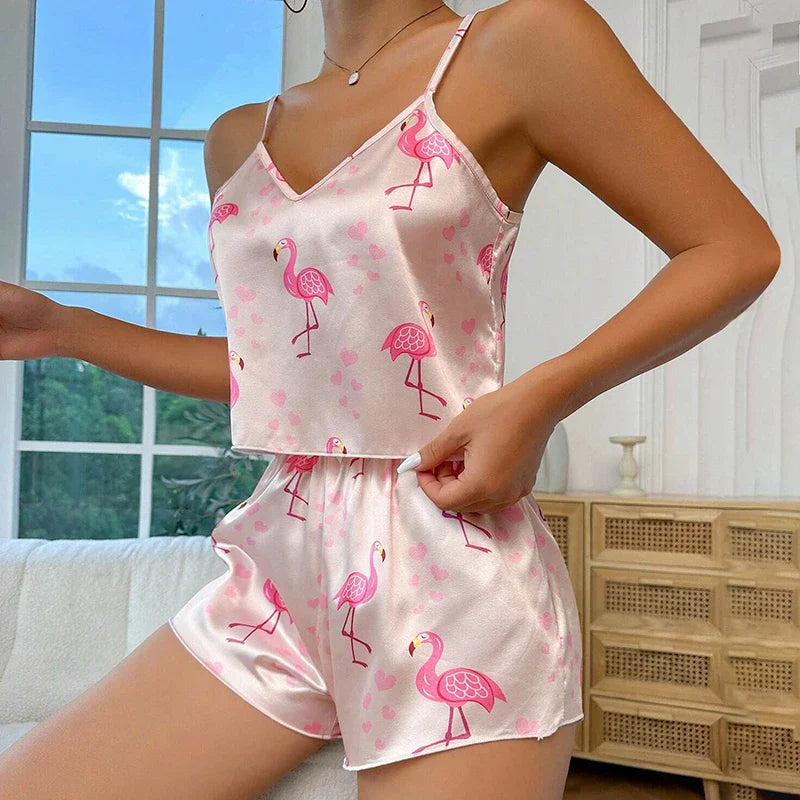 Conjunto de pijama estampa flamingo