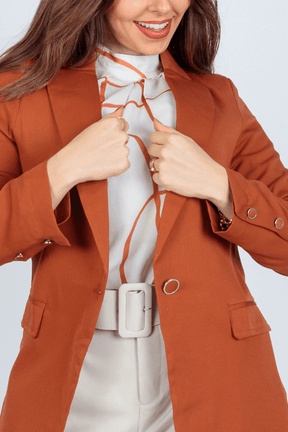 Blazer Alongado Detalhe Botões Fabiola Terracota