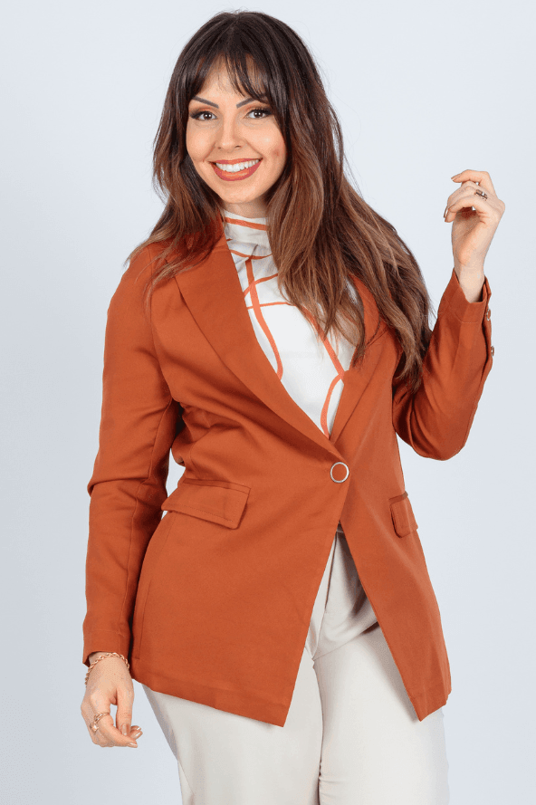 Blazer Alongado Detalhe Botões Fabiola Terracota