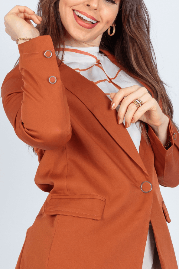 Blazer Alongado Detalhe Botões Fabiola Terracota