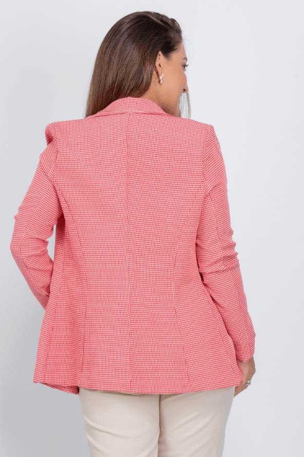 Blazer Estampa Pied De Poule Emma Vermelho