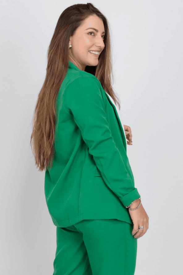 Blazer Liso Detalhe Manga Larissa Verde