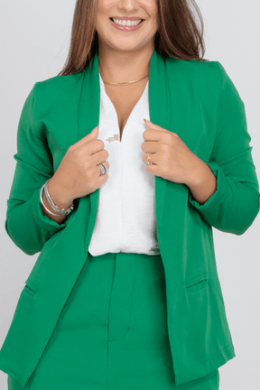 Blazer Liso Detalhe Manga Larissa Verde