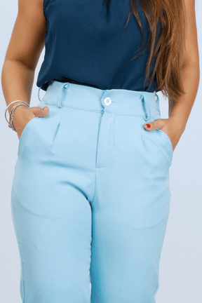 Calça Alfaiataria Bolso Fake Angélica Azul