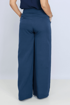 Calça Pantalona Alfaiataria Mariane Azul Marinho