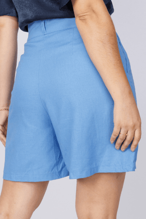 Shorts em Linho Liso Vera Azul Celeste